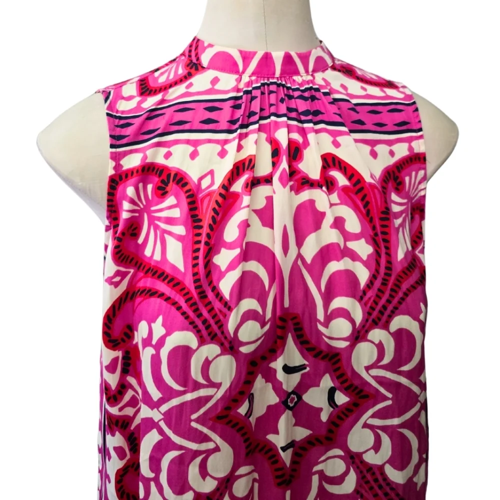 JOIE Pink Medallion Mandala Patterned Silky Tank Top Blouse Medium NWT